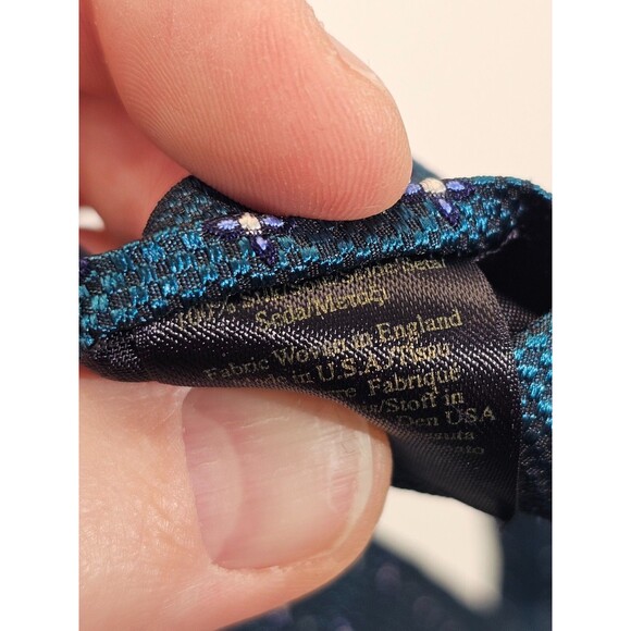 MDS Brooks Brothers 100% Silk Teal & Blue Alternating Star Pattern Neck Tie NEW - Picture 6 of 7
